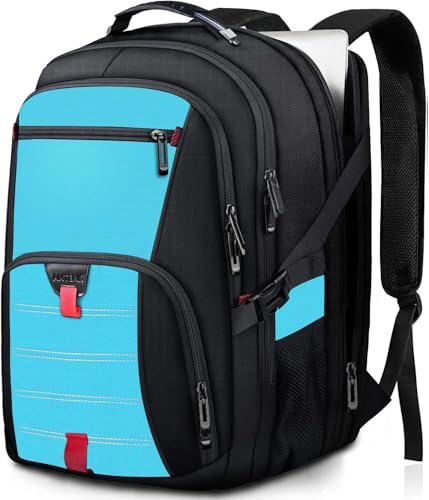 ANTERK Large Travel Laptop Backpack, 18.4 Inch Laptop Backpacks for Men Women, 55L Anti Theft Water Resistant College Bussiness TSA Airline Approved Work Computer Backpack, Lake Blue - color: Lake Blue, size: 18.4 inch