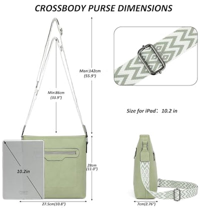 TANTOMI Crossbody Bags for Women Casual Crossbody Purses for Women Travel Shoulder Bag Handbags with Adjustable Strap - color: Light Green