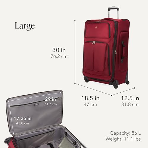SwissGear Sion Softside Expandable Roller Luggage, Burgundy, 3-Piece Set (21/25/29) - color: Burgundy, size: 3-Piece Set (Carry-On/Medium/Large)
