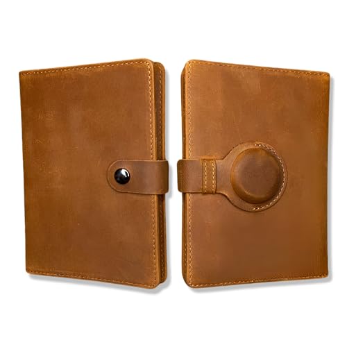 Genuine Leather AirTag and Moto Tag Passport Holder and Wallet for Men and Women RFID Blocking for Secure Traveling and Documentation Organizer (Brown) - color: Brown