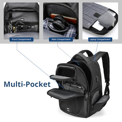 Swissdigital Design Men's Laptop Backpack for College and Business Travel with Integrated USB Charging Port and RFID Protection Fits Laptops up to 15.6 Inch, Black | SD1695-01 - color: Black