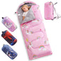 tuphen Kids Sleeping Bag - 50-77℉ 3-Season Waterproof Sleeping Bag for Boys & Girls, Lightweight 2.2 lbs Camping Gear with Compression Bag Ideal for Camping, Hiking, Indoor - color: Pink