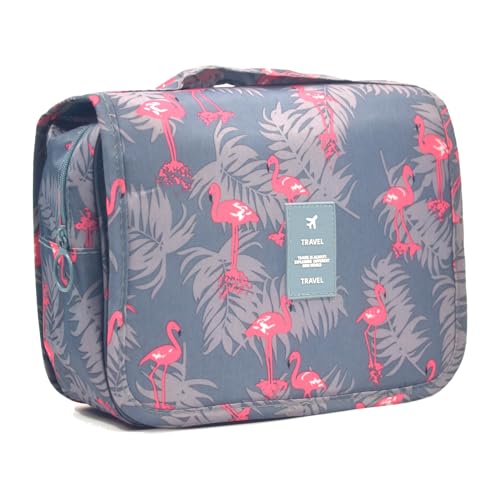 L & FY Hanging Travel Toiletry Bag Women's Cosmetic Organizer Makeup Pouch Men's Shaving Kits With Handle (Pink Flamingo) - color: Pink Flamingo, size: Compact Size