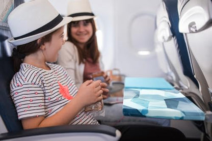 Go-Be Sleeves Airplane Tray Covers for Adults 2-Pack Classics Airplane Tray Covers - Teal Watercolor/Teal Solid - color: Teal Watercolor/Teal Solid