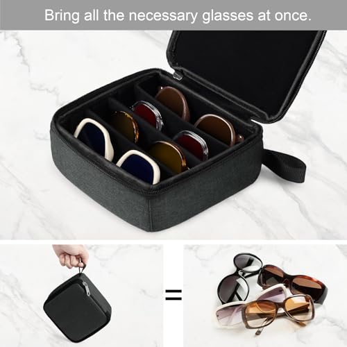 Bukere Travel Sunglasses Organizer Case, Adjustable Slot For Multiple Pairs, Portable Eyeglasses Storage Box for Men Women - color: Darkgrey, style: 4 Slots