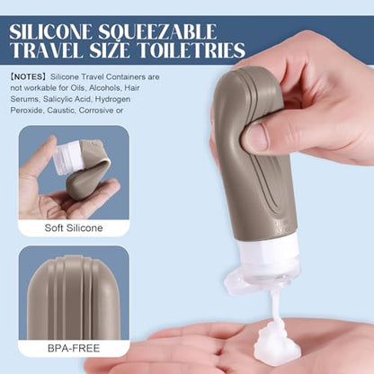 Travel Bottles for Toiletries, 3oz TSA Approved Travel Size Toiletries, Silicone Leak-Proof Refillable Containers, Squeezable Liquid Essentials Bottles W/Clear Bag (CREAM) - color: CREAM