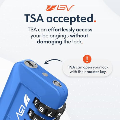 TSA Accpeted Luggage Travel Lock, Set-Your-Own Combination Lock for School Gym Locker, Luggage Suitcase Baggage Locks, Filing Cabinets, Toolbox, Case (Blue, 4 Pack) - color: Blue, size: 4 Pack