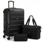 Hoteel Luggage Sets 3 Piece, 4-Yr Warranty, PC+ABS Hard Shell Expandable Suitcases with Wheels, TSA Aproved Lock and Carry on Bags, Travel Suit Case Set for Men and Women, (3-Piece, Black) - color: Black, size: 3 Piece Set (Expandable 20/DB/TB)