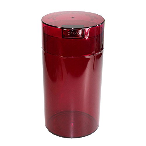 Tightvac - 3oz to 12 Ounce - Patented Airtight Container | Multi-use Vacuum Container Works as Smell Proof Containers for Herbs and Dry Goods. Red Tint - color: Red Tint Cap & Body