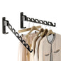 Dr.DJ Wall Mount Coat Hanger Holder Black Clothes Drying Organizer Rack Garment Hooks Aluminium Retractable Folding Indoor Wall Mounted Hanger Space Saver for Laundry Room Bedroom Black 2Pack - color: Black 2Racks