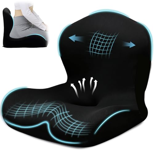 Seat Cushion for Office Chair and Car, L-Shaped Ergonomic Car Seat Cushions, Memory Foam Chair Cushion, Lumbar Support Pillow for Wheelchair, Car, Home, Office, Desk, Black - color: Black