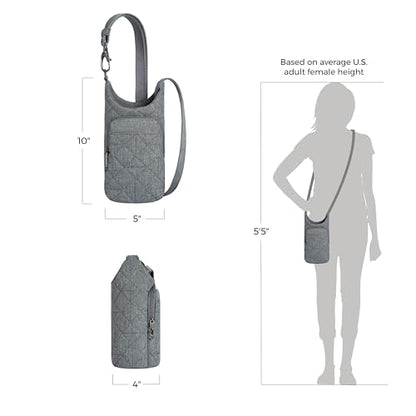 Travelon Anti-Theft Boho Insulated Water Bottle Tote - color: Gray Heather