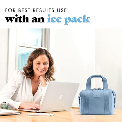 Fit & Fresh Remi Lunch Bag for Women Work – Neoprene Lunch Tote with Containers & Ice Pack, Reusable Meal Prep Lunch Box, Large Capacity, Machine Washable, Slate - color: Blue