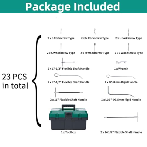 lukar 23pcs Packing Extractor, Pump Packing Puller Set, Packing Seal Puller, Stainless Steel Removable Tip, Flexible Packing Hook Extractor, Valve Packing Removal Tool with Toolbox