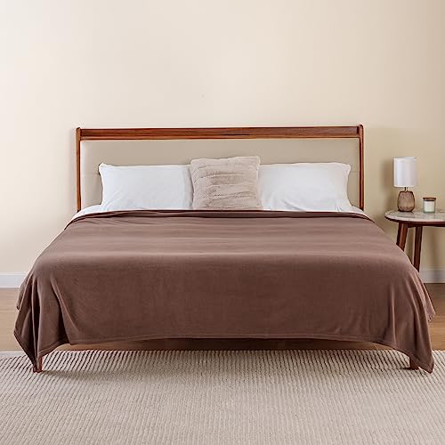 Berkshire Blanket Microfleece Queen Size Bed Blanket Taupe, Lightweight Soft Breathable Plush Micro Fleece Blanket for Bed Couch Sofa, 90x90 Inches - color: Foal, size: Full/Queen