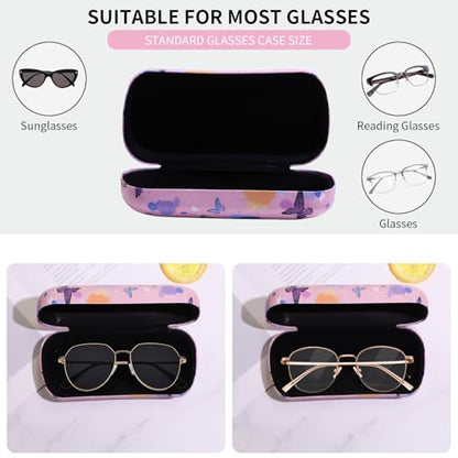 PERFECTSIGHT Sunglasses Case, Large Hard Shell Glasses Case, Cute PU Leather Protective Eyeglasses Case for Women Men - color: Pink Butterfly