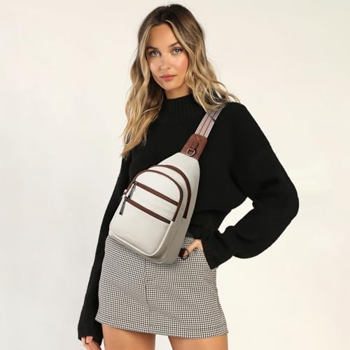 Leresas Sling Bag for Women Crossbody Bags Fanny Pack Sling Purse Backpack Vegan Leather Shoulder Bag Gifts Travel Handbag Anti Theft Beige - color: Beige