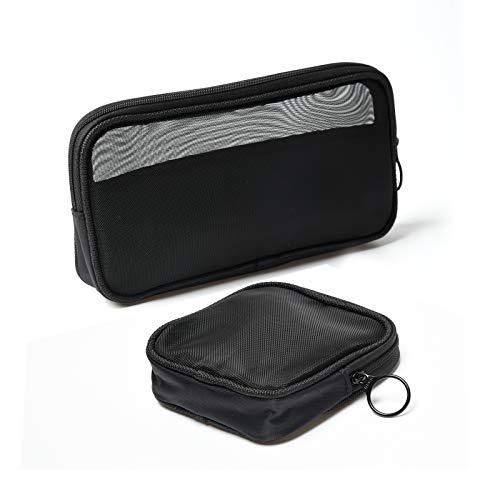 Patu Mesh Travel Toiletry Bag, Transparent Standing Pouch, Portable Shaving Washing Kits Organizer, Personal Care Trip Case, Pack of 2 Sizes (S/M), Black - size: S & M (2 pcs)