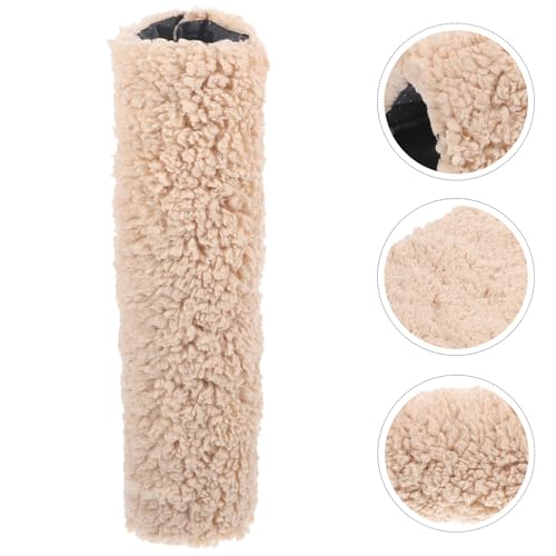 Unomor Plush Sherpa Armrest Covers Thickened Warm Chair Arm Pads with Soft Sheepskin Cushion for Office Gaming Home and Airplane Chairs Pressure-Relief Elbow Support Non-Slip Beige