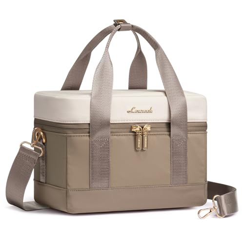 LOVEVOOK Insulated Lunch Bag for Women - Cute Lunch Box Cooler for Work, Picnic, and Beach, Khaki-beige - color: Khaki-beige, size: Medium