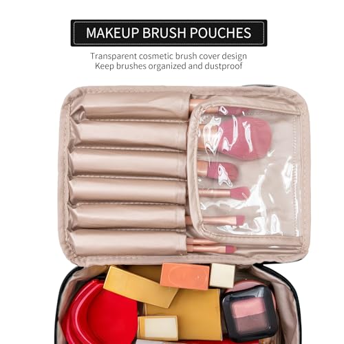 Queboom Travel Makeup Bag Cosmetic Bag Makeup Bag Toiletry bag for women and men (Black) - color: Black