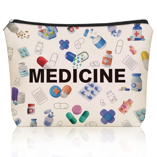 Medicine Makeup Bag Gifts: Colorful Medical Themed Cosmetic & Toiletry Organizer Pouch For Teen Girls & Women Doctor Nurse Healthcare.Ideal Gift For Travel, Birthdays, & Christmas. - style: Medicine