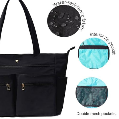 Weekender Bag Carry On Bag Overnight Tote Travel Duffle with 13 Pockets for Travel,Work，Gym,Beach,Teacher,Nurse - color: BLACK