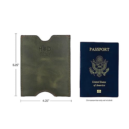 Hide & Drink, Travel Passport Pocket Sleeve Handmade from Full Grain Leather - Dark Jade - color: Dark Jade