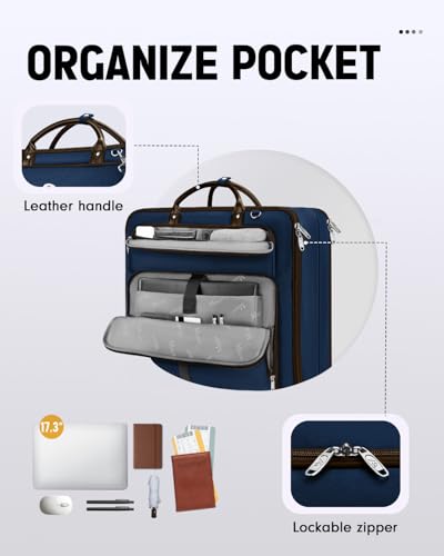 MATEIN Suit Bag Travel, Large Travel Garment Bag Up to 7 Suits with Strap, Business Foldable Garment Carrier Fit 17.3 inch laptop, 2 in 1 Carry On Hanging Luggage Suitcase with Shoe Compartment, Blue - color: Dark Blue