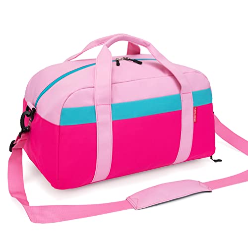 Kids Duffle Bag for Boys or Girls, Fit Sports Practice, or Overnight Travel Weekend (Pink) - color: Pink