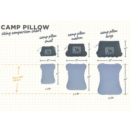 HEST Camp Pillow (Large) - Temperature Resilient Memory Foam - Essential for Camping, Backpacking, and Outdoor Adventures - Compact Packable Travel Pillow - 20" L x 26" W - style: Camp Pillow - Large