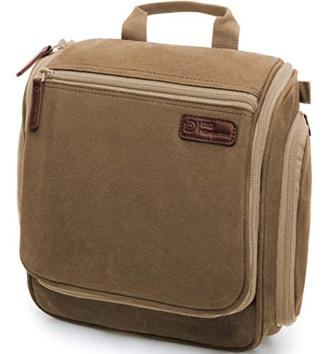 D&D Wanderlust D&D Hanging Travel Toiletry Bag for Men and Women – Cosmetics, Makeup and Toiletries Organizer Kit with 10 Compartments - color: Brown