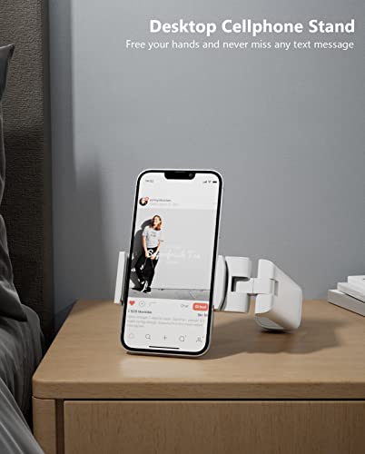 MiiKARE Travel Essentials Airplane Phone Holder, Universal Handsfree Phone Mount for Flying with 360 Degree Rotation, Travel Must Haves Phone Stand for Desk, Tray Table, White - color: White