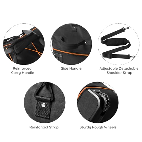 Bagenerous 110L/140L Expandable Soft-Sided Foldable Duffle Bag with 2 Rubber Wheels,Packable 32” Rolling Carry-On with Multi-Pockets & Compartments,Black Orange - color: Black Orange