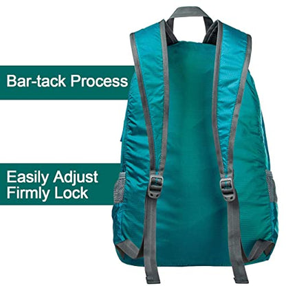 G4Free 20L Lightweight Packable Backpack Travel Hiking Daypack Foldable Backpack for Men Women - color: A-teal