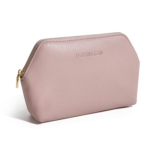 ROWNYEON Small Makeup Bag for Purse, Mini Portable Cosmetic Bags for Women, PU Leather Coin Purse Lipstick Cosmetic Accessories Organizer, Travel Makeup Pouch Zipper Pouch for Men Women - color: Mauve Pink, size: L(6.5''x1.8''x4.9'')