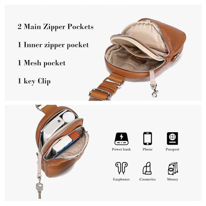 INICAT Anti Theft Crossbody Bags for Women Travel Small Sling Bag Fanny Packs Cross Body Purses Everyday - color: Brown Antitheft, size: Large