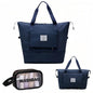 Large Capacity Foldable Travel Bag, Expandable lightweight Carry on Bag, Dry with Wet Separation Spor Duffel Bags (Dark Blue+Toiletry Bag) - color: Dark Blue+Toiletry Bag