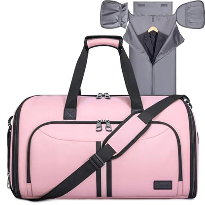 BALEINE Travel Garment Bag, Travel Suit Bag for Men, Water Resistant Carry on Garment Bag for Hanging Clothes, Garment Duffel Bag for Travel Business (Pink-Convertible) - color: Pink-Convertible