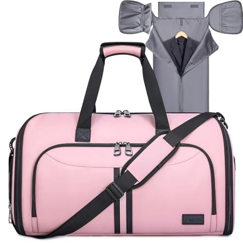 BALEINE Travel Garment Bag, Travel Suit Bag for Men, Water Resistant Carry on Garment Bag for Hanging Clothes, Garment Duffel Bag for Travel Business (Pink-Convertible) - color: Pink-Convertible