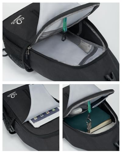 WATERFLY RFID Crossbody Sling Backpack Sling Bag Travel Hiking Chest Bag Daypack - color: Rfid-black