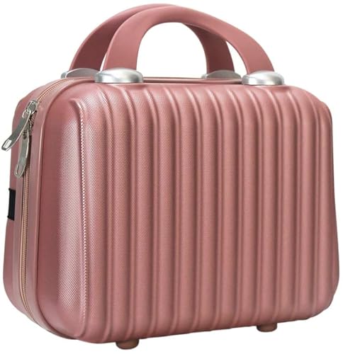 11 inch Hard Shell Cosmetic Case Makeup Travel Case Organizer Bag Small Portable Make up Train Hand Luggage with Elastic Strap ABS Mini Suitcase Gifts for Her. - color: RoseGold, size: 11 Inch