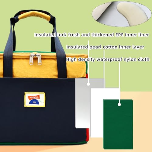 willikiva Insulated Lunch Bag Women Man Leakproof Soft Cooler Tote Bag Reusable LunchBox with Adjustable Shoulder Strap for Adults Work Travel(Deep Blue Yellow) - color: Deep Blue Yellow