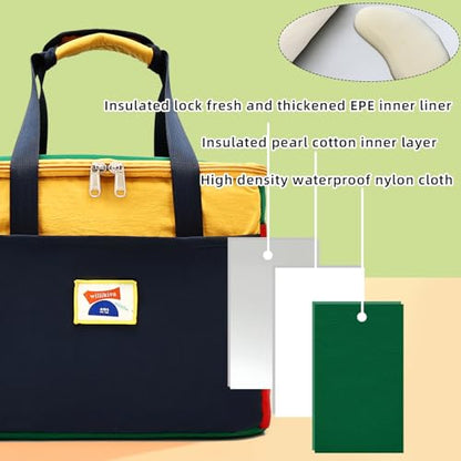willikiva Insulated Lunch Bag Women Man Leakproof Soft Cooler Tote Bag Reusable LunchBox with Adjustable Shoulder Strap for Adults Work Travel(Deep Blue Yellow) - color: Deep Blue Yellow