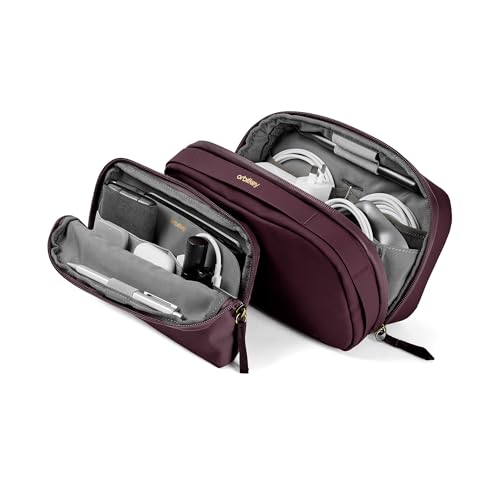 Orbitkey 2-in-1 Tech Accessory Pouch with Detachable Slim Sleeve – Travel Electronics Organizer for Cables, Chargers, Earbuds, Power Bank – Compact Gadget Bag & Portable Tech Storage Case (Plum) - color: Plum