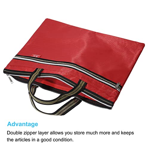 PATIKIL Waterproof Zipper File Bag, Documents Books Tools Storage Zip Pouch for Office Travel, Red - color: Red