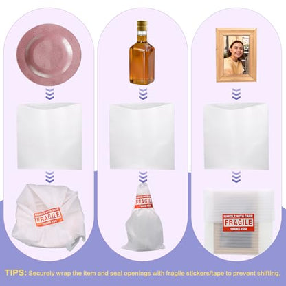 16'' x 16'' Packing Foam Pouches, 50 Pcs Packing Supplies Cushion Foam Pouches & 30 Pcs Fragile Stickers for Wrapping, Protecting Cup China Glasses Dishes, Moving Storage Packaging Supplies - size: 50PCS-16X16