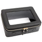 Aveniee Clear Makeup Bag Organizer, Portable Travel Toiletry Cosmetic Bag Case for Women, Heavy Duty Clear Pouch with zipper with Transparent Vinyl Windows & Gold Zippers(Black) - color: Black, style: Classic