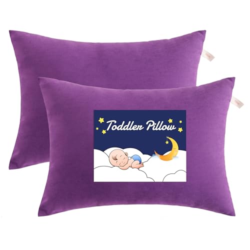 NTBAY Toddler Pillows, Down Alternative 13"x18" Pillows, Machine Washable - Soft and Breathable Travel Small Pillows for Sleeping, Ideal for Daycare, Crib, Cot, Purple - color: Purple, size: 13"x18"
