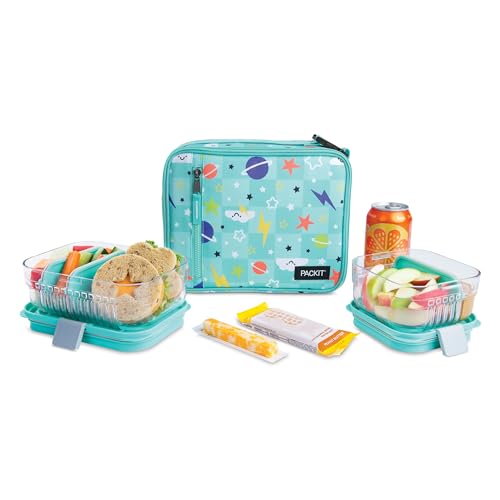 PackIt Freezable Classic Lunch Box, Happy Clouds, Built with EcoFreeze Technology, Collapsible, Reusable, Zip Closure With Zip Front Pocket and Buckle Handle, Designed for Fresh Lunch On the Go - color: Happy Clouds